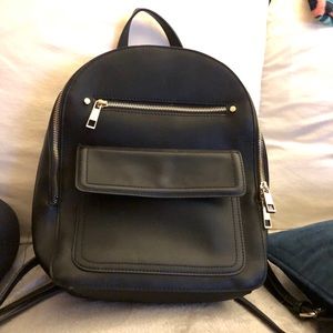 Black leather backpack